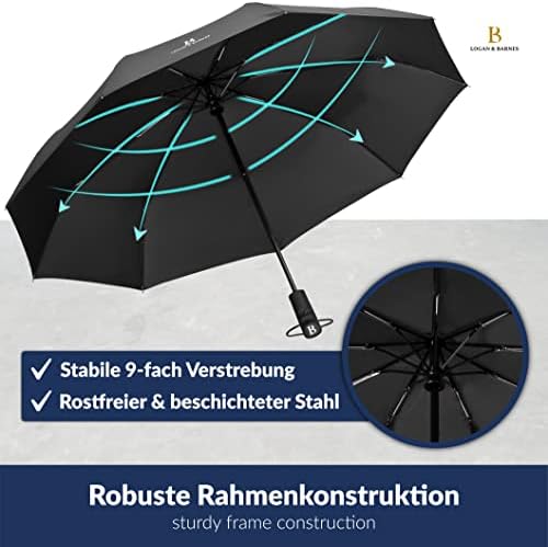 LOGAN & BARNES Sturmfester Taschenschirm Glasgow - 140 km/h Windresistenz & Teflon-Schutz