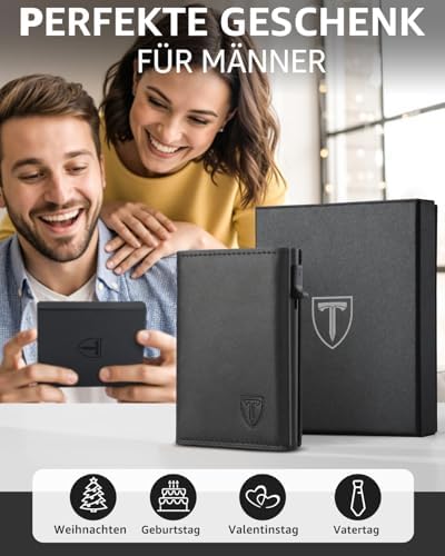 TEEHON Herren Geldbörse - Magnetische Slim Wallet mit RFID-Schutz & Münzfach für den Alltag - Stilvolles Leder Portmonee