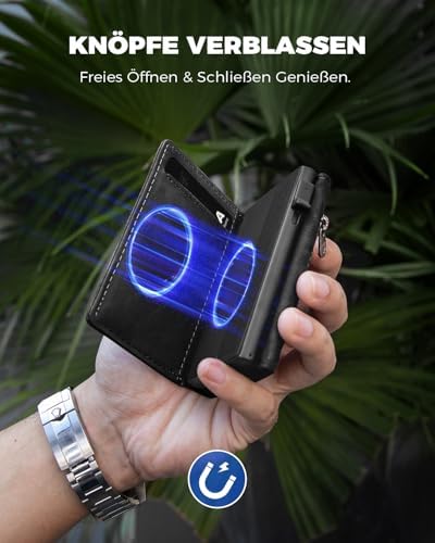 DODENSHA MagSnap Portmonee Herren | Slim Geldbörse mit RFID & Münzfach für 10+ Karten | Magnetverschluss für Alltag in S