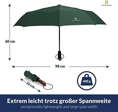 LOGAN & BARNES Sturmfester Taschenschirm Glasgow - 140 km/h Windresistenz & Teflon-Schutz