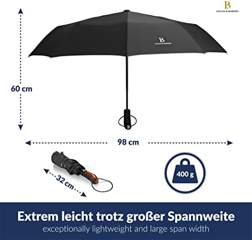 LOGAN & BARNES Sturmfester Taschenschirm Glasgow - 140 km/h Windresistenz & Teflon-Schutz