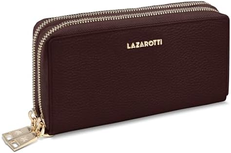 Lazarotti Bologna XL Leder Geldbörse Damen mit RFID-Schutz | 20 Kartenfächer & 2 Reißverschlussfächer für Alltag
