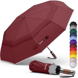 Royal Walk Taschenschirm – Automatischer, sturmfester, winddichter Regenschirm mit elegantem Echtholzgriff für Damen und