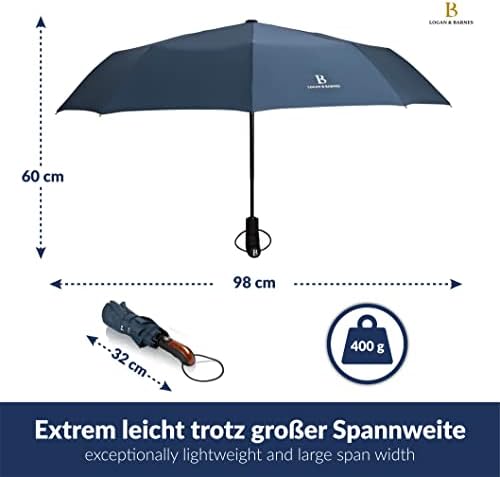 LOGAN & BARNES Sturmfester Taschenschirm Glasgow - 140 km/h Windresistenz & Teflon-Schutz
