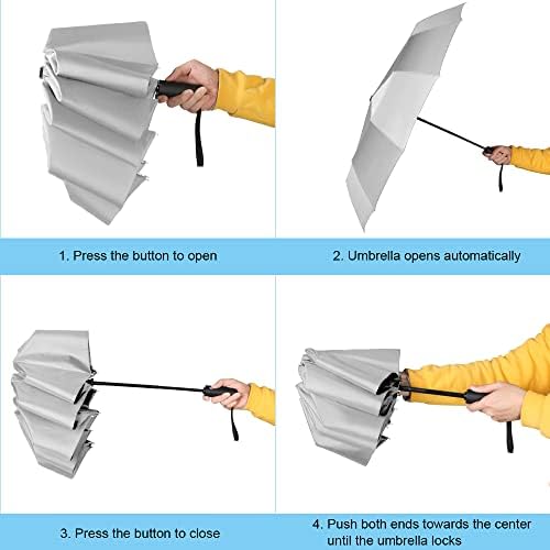 Vicloon Regenschirm - 8 Edelstahl-Rippen Automatik, kompakt & leicht für Reisen, winddicht, schwarz
