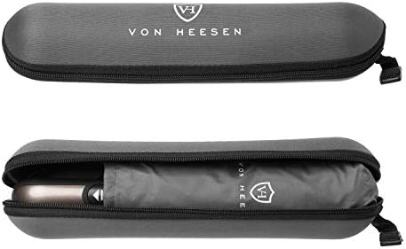 VON HEESEN Taschenschirm sturmfest bis 140 km/h - kompakt, leicht & inklusive Schirm-Tasche für Reisen