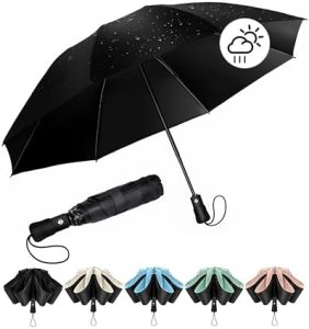 Chakipee Groß Regenschirm – Automatischer, sturmfester UV-Reiseschirm für Damen und Herren, kompakt & tragbar, 97 cm Spa