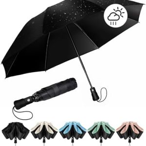 Chakipee Groß Regenschirm – Automatischer, sturmfester UV-Reiseschirm für Damen und Herren, kompakt & tragbar, 97 cm Spa