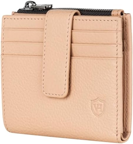 VON HEESEN Leder Kartenetui mit RFID-Schutz - Elegante Geldbörse für Damen & Herren in Violett mit Münzfach