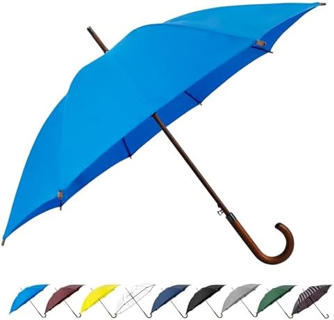 SoulRain Regenschirm schwarz – Robuster XXL Stockschirm mit Holzgriff & Automatik-Öffnung für Hochzeit/Golf/Wetterfest