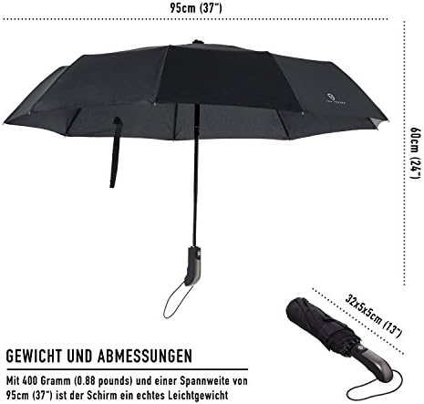 VON HEESEN Taschenschirm sturmfest bis 140 km/h - kompakt, leicht & inklusive Schirm-Tasche für Reisen