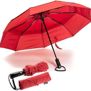 Ergonauts Reise-Regenschirm – winddicht, belüftet & leicht, ideal für unterwegs (Rot)