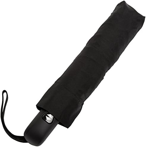 Amazon Basics Automatischer Reise-Regenschirm, kompakt & winddicht, ideal für unterwegs, Schwarz