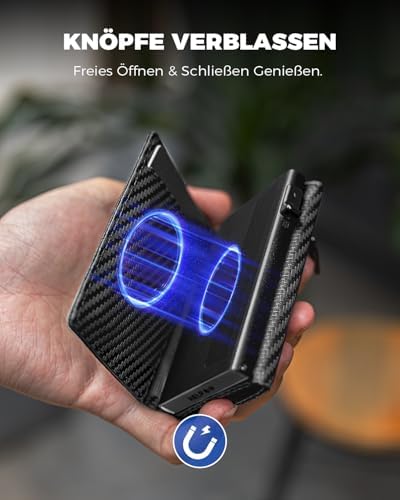 DODENSHA MagSnap Portmonee Herren | Slim Geldbörse mit RFID & Münzfach für 10+ Karten | Magnetverschluss für Alltag in S