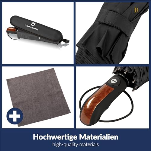 LOGAN & BARNES Sturmfester Taschenschirm Glasgow - 140 km/h Windresistenz & Teflon-Schutz