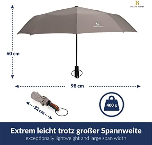 LOGAN & BARNES Sturmfester Taschenschirm Glasgow - 140 km/h Windresistenz & Teflon-Schutz