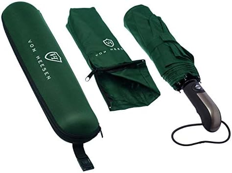 VON HEESEN Taschenschirm sturmfest bis 140 km/h - kompakt, leicht & inklusive Schirm-Tasche für Reisen