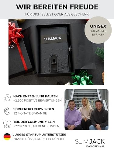 SLIMJACK Smart Wallet mit RFID-Schutz - Stilvolles Kreditkartenetui für Herren im Carbon Design