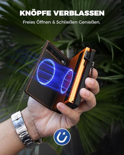 DODENSHA MagSnap Portmonee Herren | Slim Geldbörse mit RFID & Münzfach für 10+ Karten | Magnetverschluss für Alltag in S