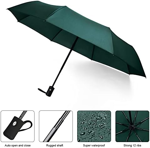 Vicloon Regenschirm - 8 Edelstahl-Rippen Automatik, kompakt & leicht für Reisen, winddicht, schwarz