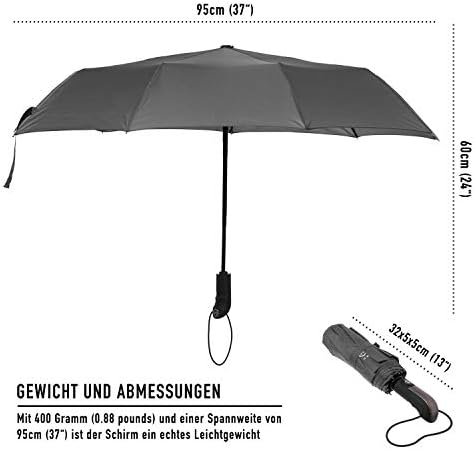 VON HEESEN Taschenschirm sturmfest bis 140 km/h - kompakt, leicht & inklusive Schirm-Tasche für Reisen