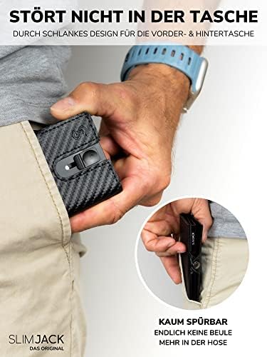 SLIMJACK Smart Wallet mit RFID-Schutz - Stilvolles Kreditkartenetui für Herren im Carbon Design