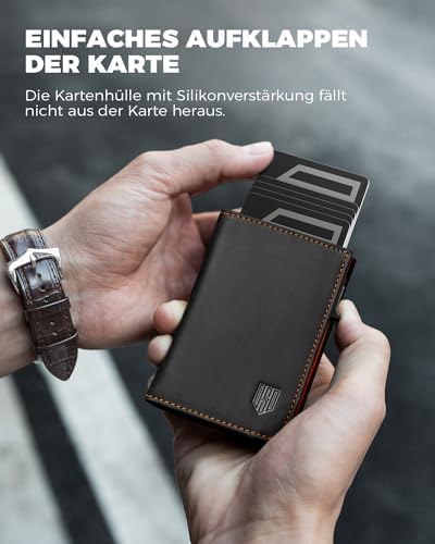DODENSHA MagSnap Portmonee Herren | Slim Geldbörse mit RFID & Münzfach für 10+ Karten | Magnetverschluss für Alltag in S