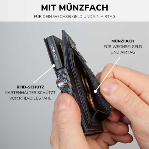 SLIMJACK Smart Wallet mit RFID-Schutz - Stilvolles Kreditkartenetui für Herren im Carbon Design