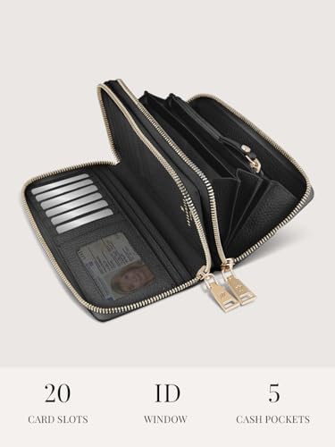 Lazarotti Bologna XL Leder Geldbörse Damen mit RFID-Schutz | 20 Kartenfächer & 2 Reißverschlussfächer für Alltag