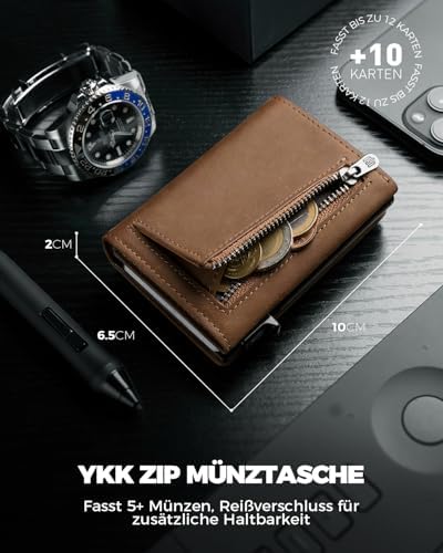 DODENSHA MagSnap Portmonee Herren | Slim Geldbörse mit RFID & Münzfach für 10+ Karten | Magnetverschluss für Alltag in S