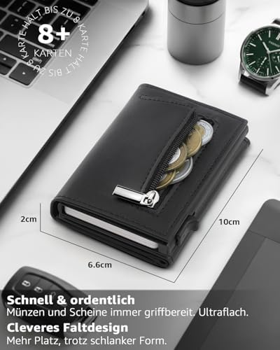 TEEHON Herren Geldbörse - Magnetische Slim Wallet mit RFID-Schutz & Münzfach für den Alltag - Stilvolles Leder Portmonee