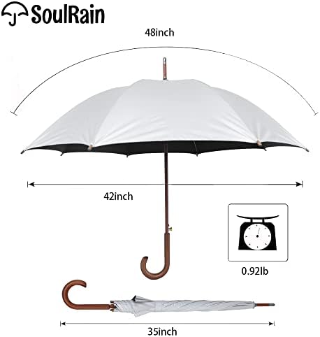 SoulRain Regenschirm schwarz – Robuster XXL Stockschirm mit Holzgriff & Automatik-Öffnung für Hochzeit/Golf/Wetterfest