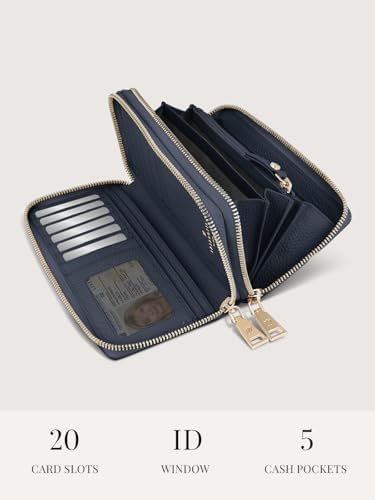 Lazarotti Bologna XL Leder Geldbörse Damen mit RFID-Schutz | 20 Kartenfächer & 2 Reißverschlussfächer für Alltag