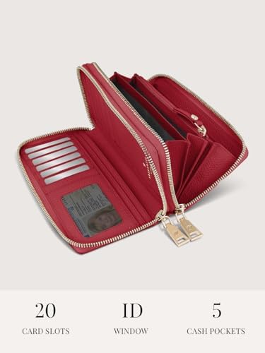 Lazarotti Bologna XL Leder Geldbörse Damen mit RFID-Schutz | 20 Kartenfächer & 2 Reißverschlussfächer für Alltag