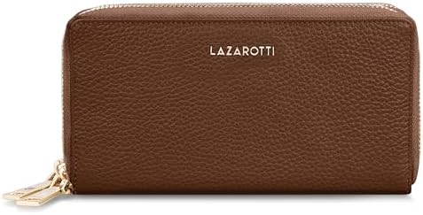 Lazarotti Bologna XL Leder Geldbörse Damen mit RFID-Schutz | 20 Kartenfächer & 2 Reißverschlussfächer für Alltag