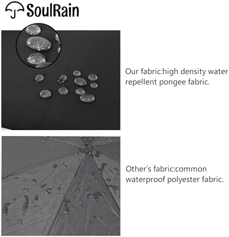 SoulRain Regenschirm schwarz – Robuster XXL Stockschirm mit Holzgriff & Automatik-Öffnung für Hochzeit/Golf/Wetterfest