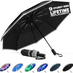 G4Free 42 Zoll Winddichter Kompakt-Reiseschirm für Regen & Sonne – Automatischer Taschenschirm mit Doppeldach und Reflek