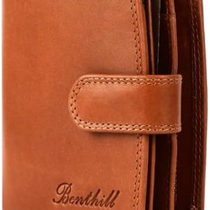 Benthill Damen Geldbörse aus Echtleder mit RFID Schutz | Vintage Portemonnaie für Frauen mit Kartenfächern & Münzfach in