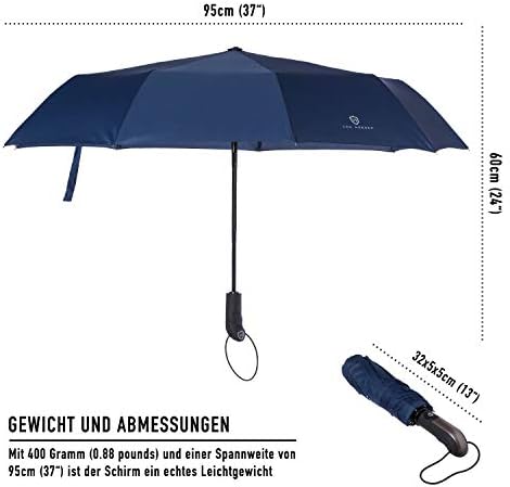 VON HEESEN Taschenschirm sturmfest bis 140 km/h - kompakt, leicht & inklusive Schirm-Tasche für Reisen