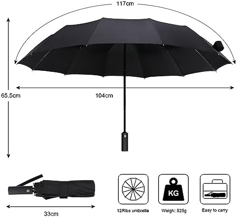 Vicloon Regenschirm - 8 Edelstahl-Rippen Automatik, kompakt & leicht für Reisen, winddicht, schwarz