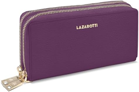Lazarotti Bologna XL Leder Geldbörse Damen mit RFID-Schutz | 20 Kartenfächer & 2 Reißverschlussfächer für Alltag