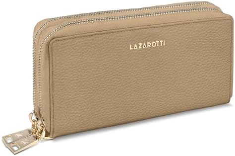 Lazarotti Bologna XL Leder Geldbörse Damen mit RFID-Schutz | 20 Kartenfächer & 2 Reißverschlussfächer für Alltag