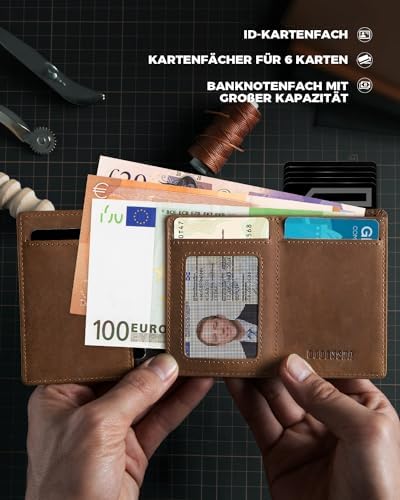 DODENSHA MagSnap Portmonee Herren | Slim Geldbörse mit RFID & Münzfach für 10+ Karten | Magnetverschluss für Alltag in S