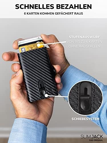 SLIMJACK Smart Wallet mit RFID-Schutz - Stilvolles Kreditkartenetui für Herren im Carbon Design