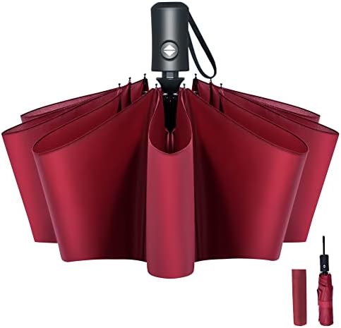 Vicloon Regenschirm - 8 Edelstahl-Rippen Automatik, kompakt & leicht für Reisen, winddicht, schwarz