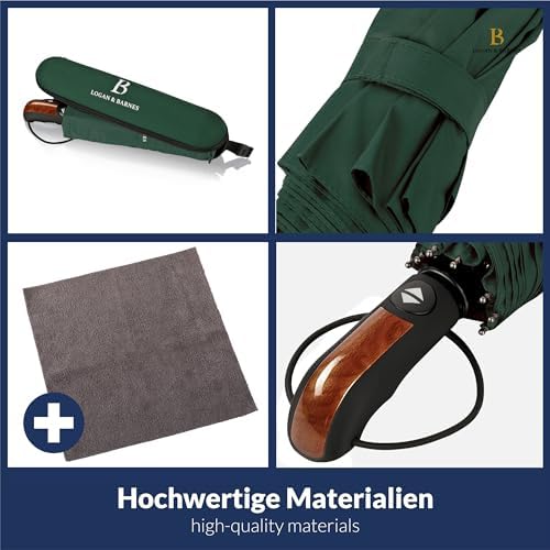 LOGAN & BARNES Sturmfester Taschenschirm Glasgow - 140 km/h Windresistenz & Teflon-Schutz
