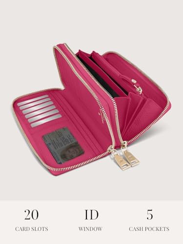 Lazarotti Bologna XL Leder Geldbörse Damen mit RFID-Schutz | 20 Kartenfächer & 2 Reißverschlussfächer für Alltag