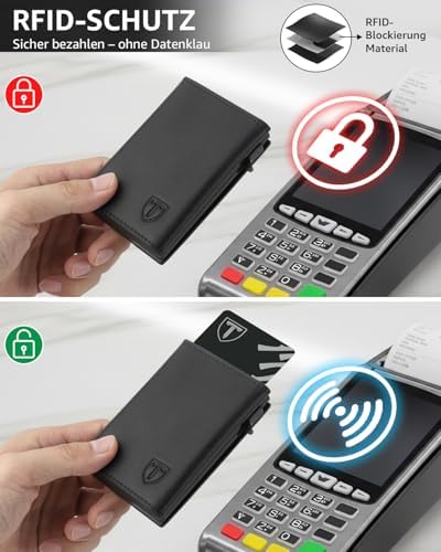 TEEHON Herren Geldbörse - Magnetische Slim Wallet mit RFID-Schutz & Münzfach für den Alltag - Stilvolles Leder Portmonee
