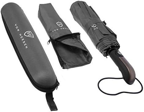 VON HEESEN Taschenschirm sturmfest bis 140 km/h - kompakt, leicht & inklusive Schirm-Tasche für Reisen