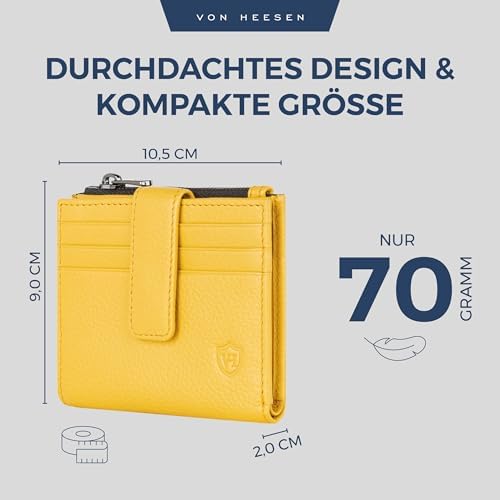 VON HEESEN Leder Kartenetui mit RFID-Schutz - Elegante Geldbörse für Damen & Herren in Violett mit Münzfach